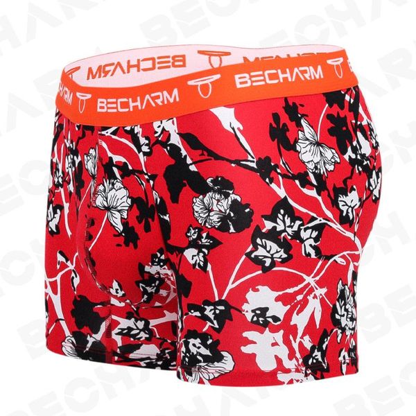 Mutande Becharm Mutandine da uomo Boxer Pantaloncini Stampa Rosso Set di grandi dimensioni Uomo Slip maschili Boxer Uomo Abbigliamento sexy Short Homme