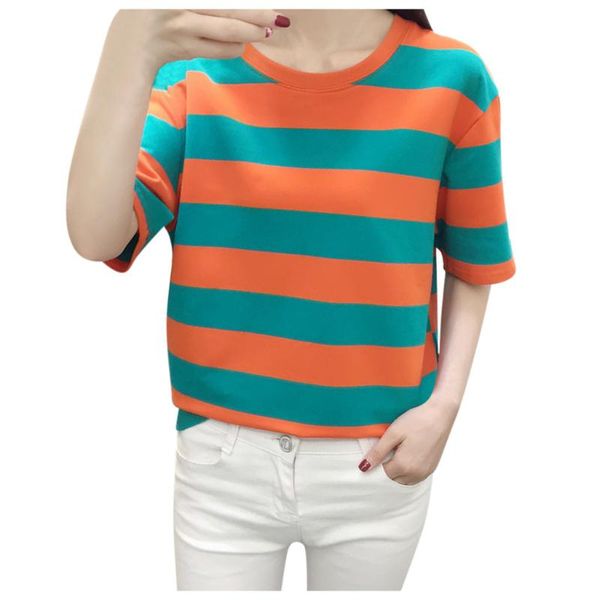 

women's t-shirt fashion hip hop women loose summer oversized striped o-neck female tees casual harajuku femme #t2p, White