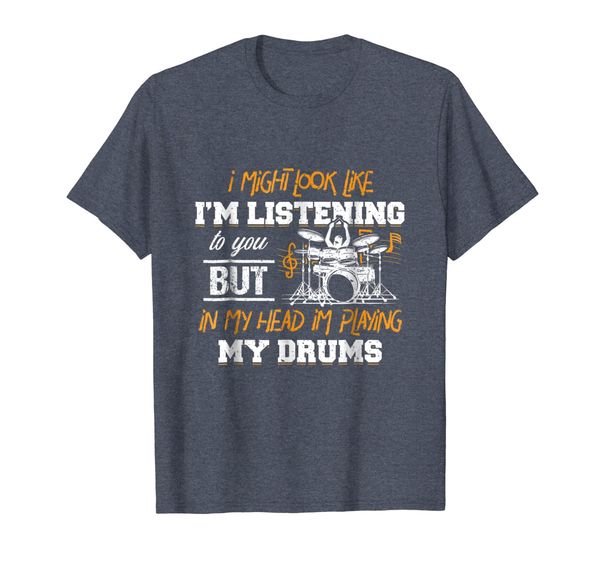 

in my head i'm playing my drums drummers gift t-shirt, White;black