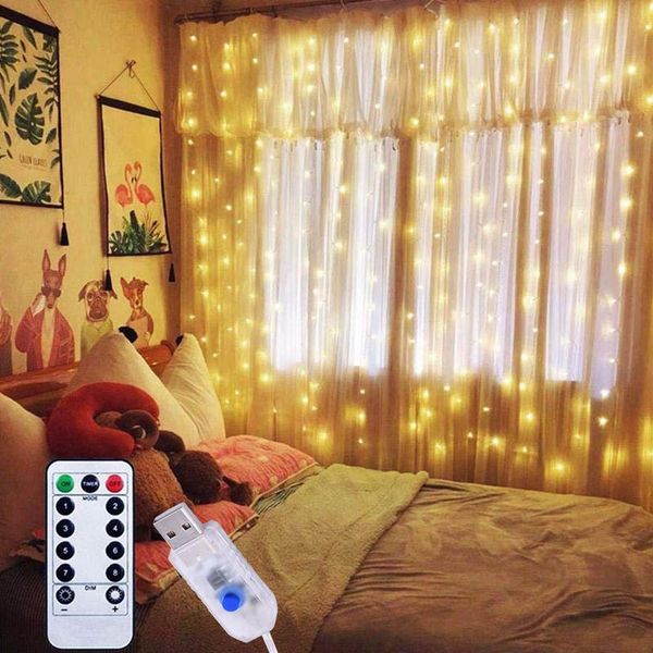 

usb 5v led string lights 3x3m copper wire home christmas wedding decoration outdoor festoon slingers curtain tinsel fairy light