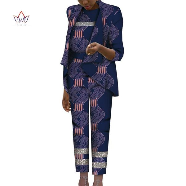 

ethnic clothing 2021 african print 3 piece set for women spring dashiki pant and crop bazin riche plus size lady wy7248, Red