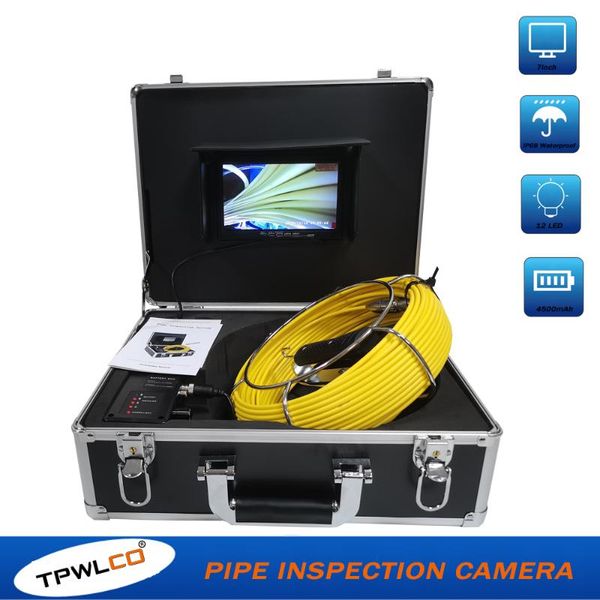

cameras pipe inspection camera 7 inch monitor 20/30/40/50m, sewer with 12led 23mm drain industrial endoscope ip68 waterproof