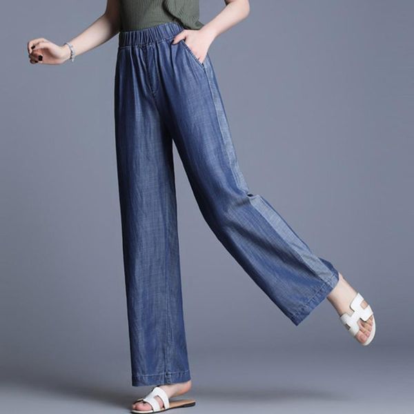 

women's pants & capris 2021 spring autumn solid casual woman wide leg loose tencel ladies trousers high waist full length, Black;white