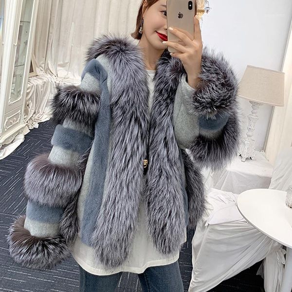 

women's fur & faux 100% true coat warm and stylish natural jacket vest stand collar long sleeve leather coats, Black