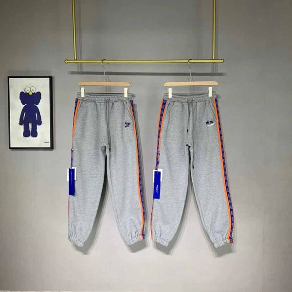 

2021 new  adererror lado azul laranja listra calas de metal pino tipo sweatpants rseq, Black