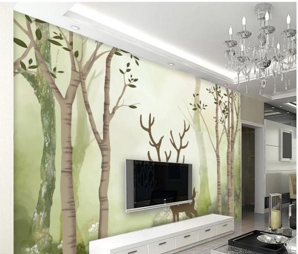 

wallpapers green modern forest wall painting beautiful scenery