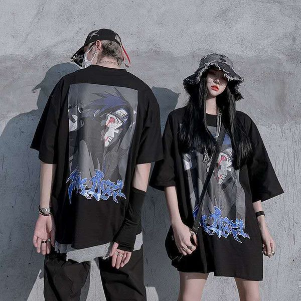

2021 new harajuku naruto tshirt streetwear homem casual vero amine camiseta casal dos desenhos animados imprimir masculino s engraado ja, White;black
