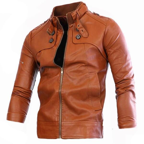 

men's jackets moto biker leather spring autumn slim coats outwear large size 4xl 7kbq, Black;brown