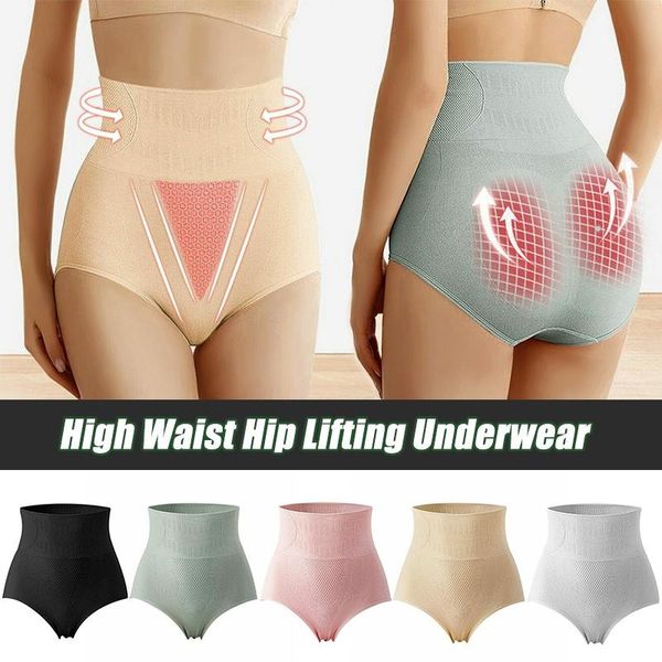 

women's shapers 2pcs women high waist body shapewear panties underwear tummy control slim seamless lingerie, Black;white