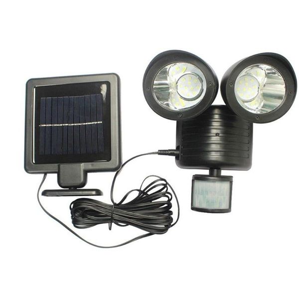 

22 led outdoor solar wall light with 5 meters cable black white 150 lumen 120 degree sensor angle parking yard garden home lamp