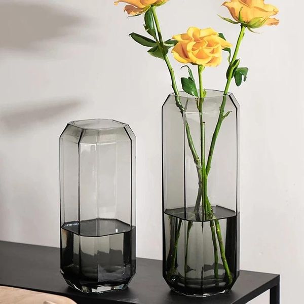 

vases glass flower vase transparant geometric large nordic creative clear minimalist jarrones decorativos house decoration 60hp
