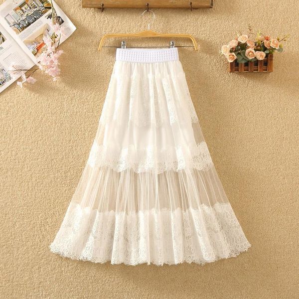 

of new fund of 2019 autumn winters show thin half length skirt of tall waist female fairy gauze skirt long a word, Black