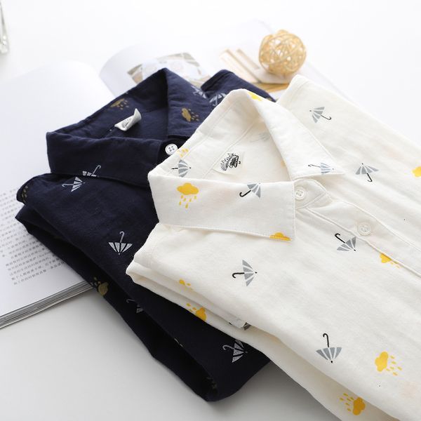 

2021 new cotton yarn shirts womens blouses long lady floral print girls clothes spring ytz5, White