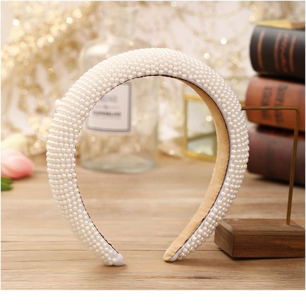 

trendy headband pearl rhinestone headwear wedding hair accessories prom tiara hair band jewelry ms handmade dress acc jllthq, Silver