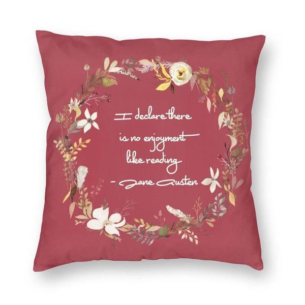 

cushion/decorative pillow jane austen quote cushion cover 40x40cm home decor print enjoy reading throw for sofa double-sided