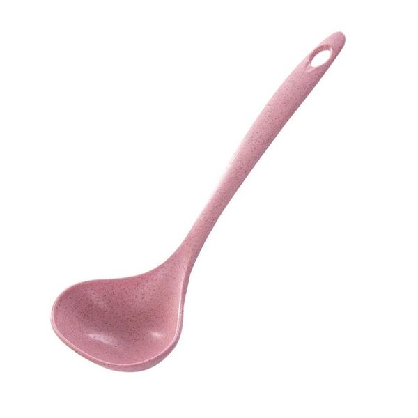 

spoons wheat straw soup spoon ladle unbreakable long handled porridge tablespoon for home kitchen (red)