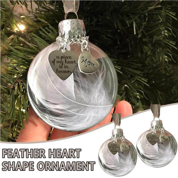 

40# christmas hanging decorations feather ball pendants xmas tree pendant - a piece of my heart is in heave memorial ornament