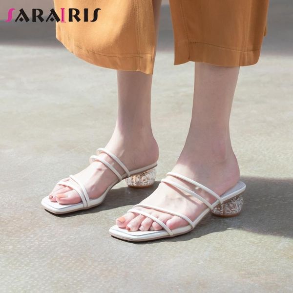

dress shoes sarairis sweet med strange heels mules women 2021 summer daily casual ladies trendy slip-on, Black