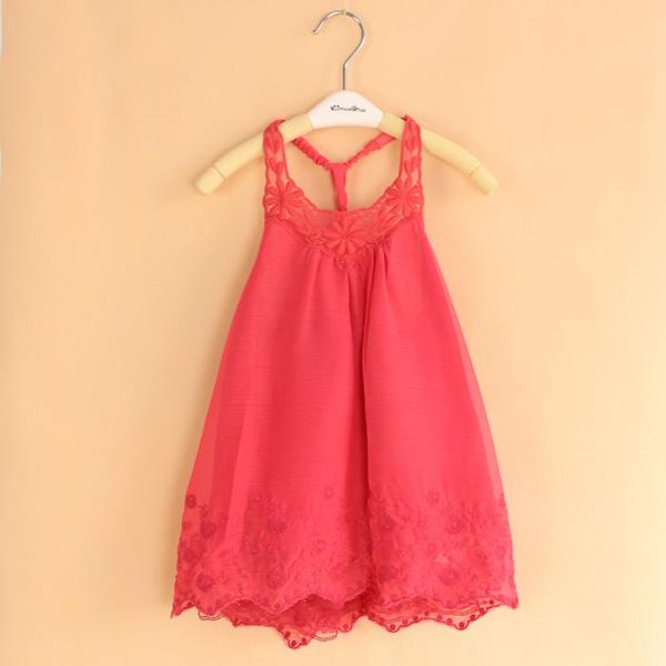

girl's dresses wholesale 6pcs/lot baby girls daily party red kids christmas flower-embroidery suspender lace dress, Red;yellow