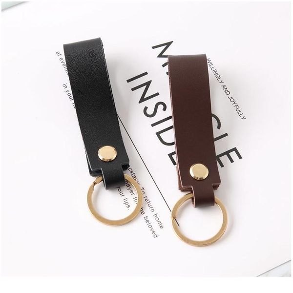 

vintage brass pu leather keychain simple pu key chain wallet waist brass circle car leather trinket keychains k jllxrk