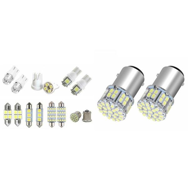 

car headlights 2pcs 6000k white 1157 50smd tail brake led lights bulb with 14 assorted inside light dome trunk map plate lamp