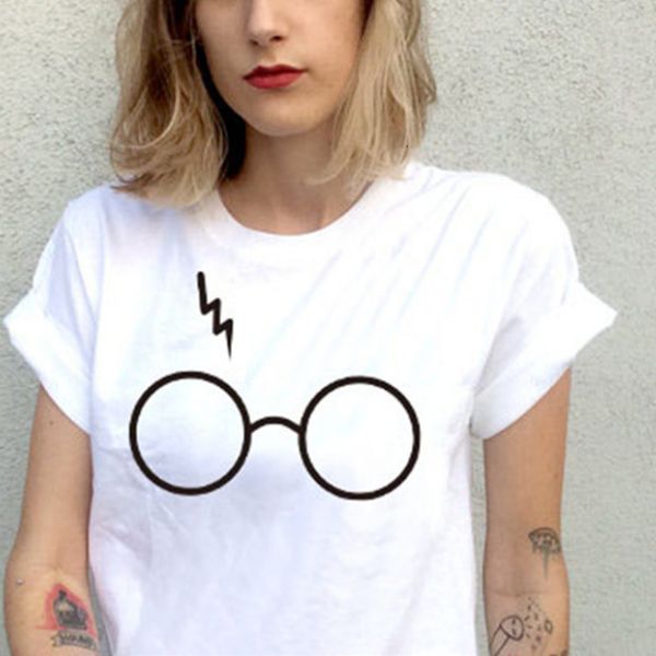 

sale women s-3xl mode glass print short mouw losse basic tea simple casual t-shirt, White