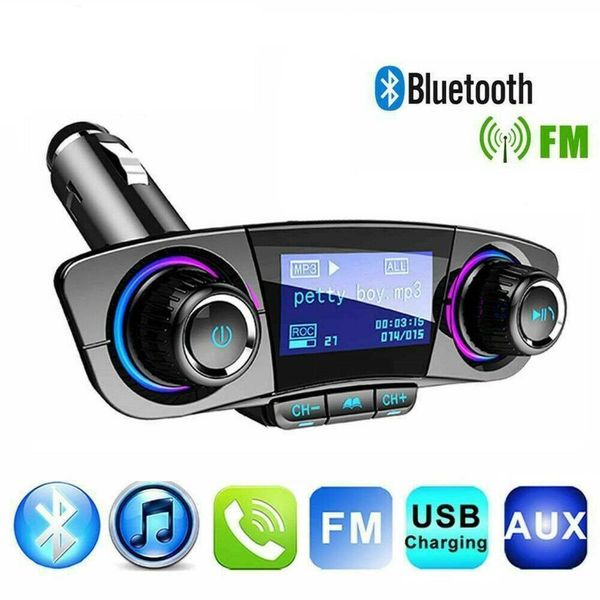 BT-06 Dual-USB-Auto-Schnellladegerät-Adapter, FM-Transmitter, Bluetooth-Freisprech-Empfangs-Set, kabelloser MP3-Musik-Player, unterstützt TF-Karte, U-Disk mit LED-Anzeige