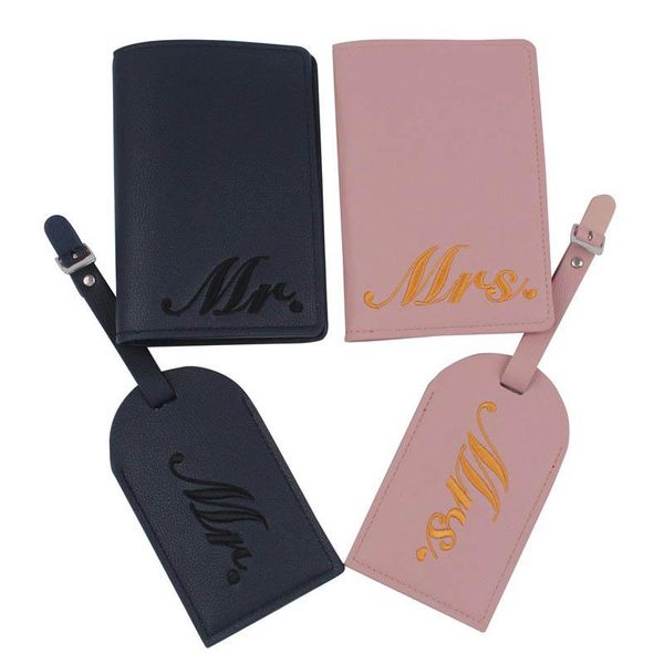 

card holders couple sets of embroidery lover wedding passport cover case set letter women men travel holder, Brown;gray
