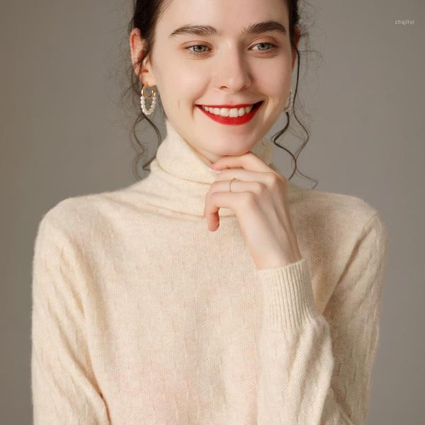 

women's sweaters lhzsyy turtleneck cashmere sweater ladies collar 2021 autumn winter knitted base shirt loose pullover 100%pure wool to, White;black