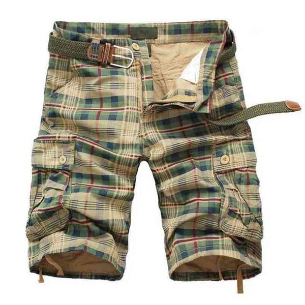 

summer men shorts fashion plaid beach mens casual camouflage military short pants male bermuda cargo overalls 210716, White;black