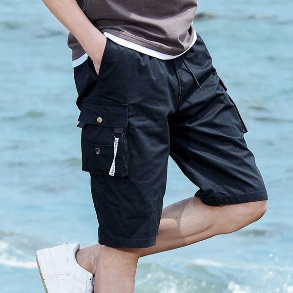 

mantlconx summer style men's multi pocket cargo shorts male cotton mens casual short pants trouers plus size 7xl 8xl 210714, White;black
