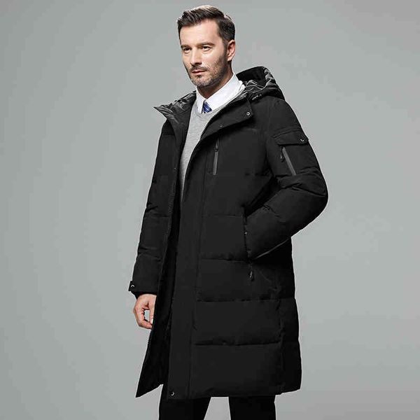 

2021 new down et men winter coat busins menwarm thicken hooded overcoat comfortable male solid color, Black;white