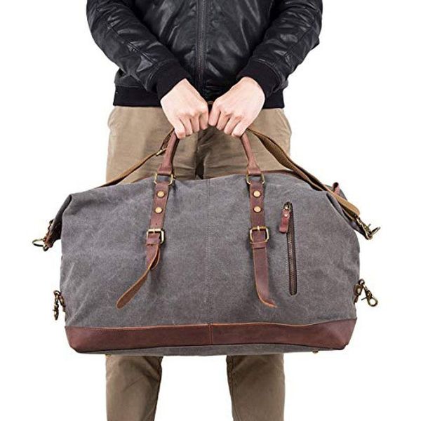 

duffel bags 2021 sell custom canvas pu leather travel portable bag large capacity