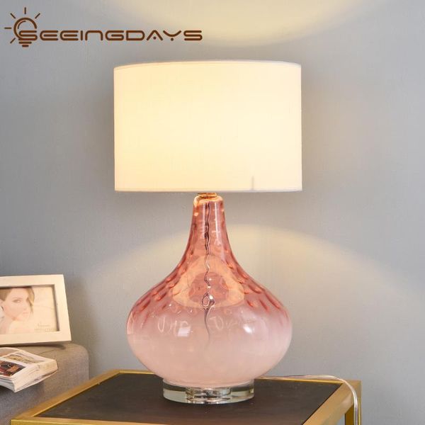 

table lamps pink clear crystal lamp led desk for bedroom living room 220v 110v bulb home decor crstal base eu plug ship