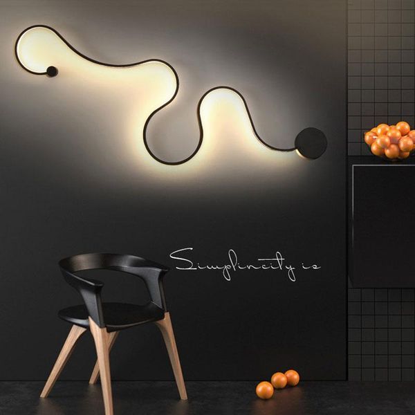

wall lamps modern design light snake shape for home decoration living dining room bedroom minimalist creative black fixture