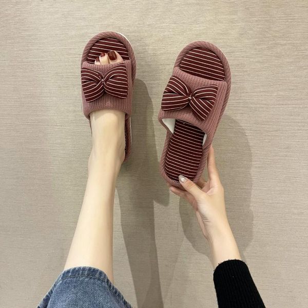 

slippers shoes woman 2021 massage low house rome fabric basic hoof heels rubber slides autumn pu cotton ladies' slippe, Black