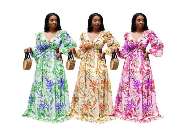 

dd0106 deep v-neck open back print dress, White