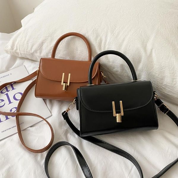 

shoulder bags 2021 women's small bag soft pu leather crossbody simple female chain solid color lock purses sac femme