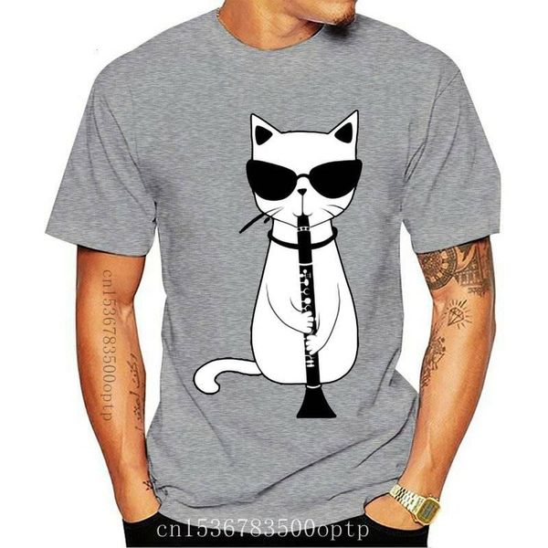 

men's t-shirts men t-shirt funny cat wearing sunglasses playing oboe tshirt women t shirt, White;black