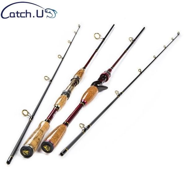 

fishing rod 1.8m to 2.1m high carbon pole with wooden handle 2 section spinning casting bar m power 10-25g 8-16lb
