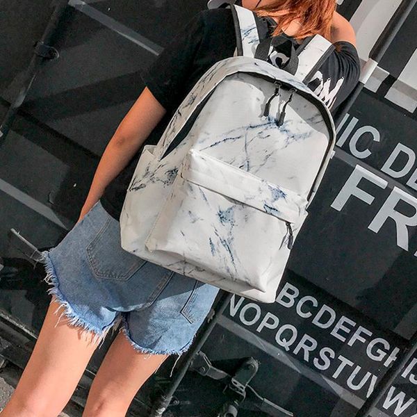 

outdoor bags fashion women marble pattern backpacks large capacity package shoulder multi-function small ladies school backpack