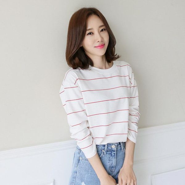 

2021 new spring ladies striped elegant women shirt solid color leisure fashion female pullovers, White
