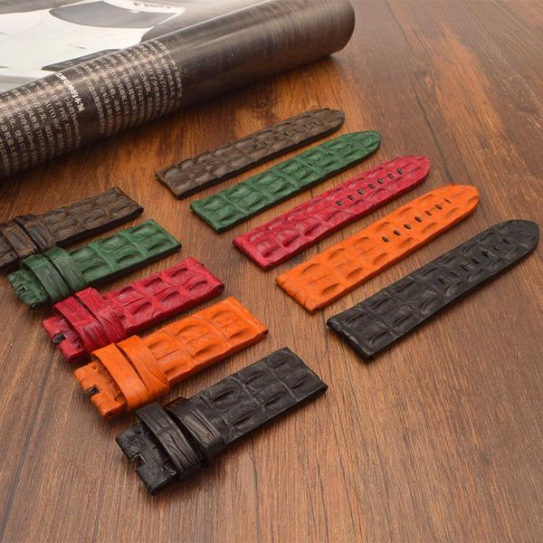 

watch bands 22mm,24mm,26mm,28mm luxury men crocodile leather band black fashion strap 2021, Black;brown