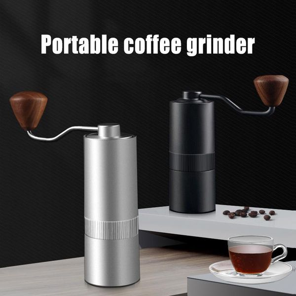 

manual coffee grinders portable mini aluminum grinder stainless steel burr with walnut handle utensilios de cocina drop