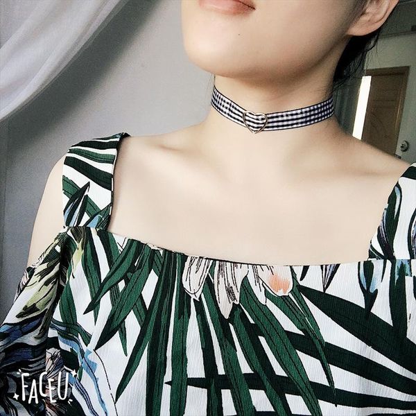

chokers sell fashion clavicle chain geometric love cloth black lace and white lattice necklace lady wholesale 022, Golden;silver