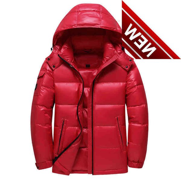 

vrokino men's short down jacket new in 2021 parker winter detachable hat black red