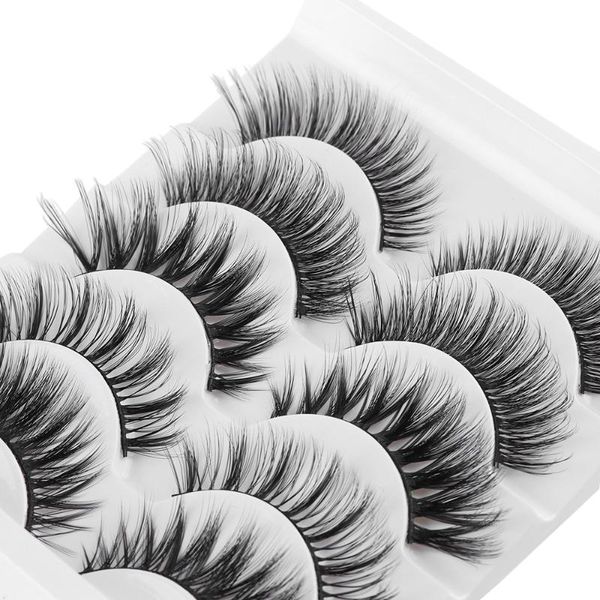

5 pairs soft 3d faux mink hair false eyelashes wispy multilayers cross long lashes extension tools handmade eye makeup tools