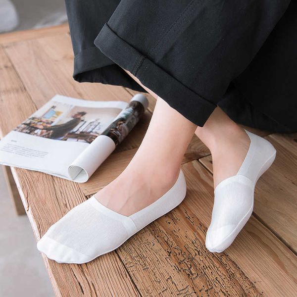 

3pcs boat men deep invisible thin socks all silica gel anti-slip modier cat, Black