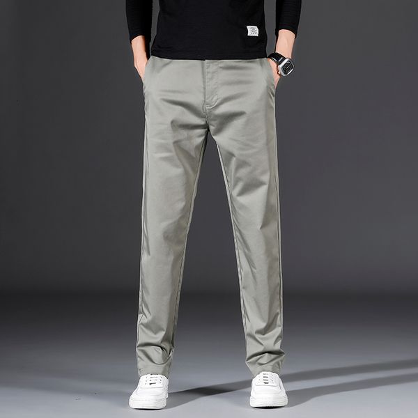 

3 colors classic style men tencel fabric straight casual 2021 new stretch business brand trousers male office clothes b6tx, Black