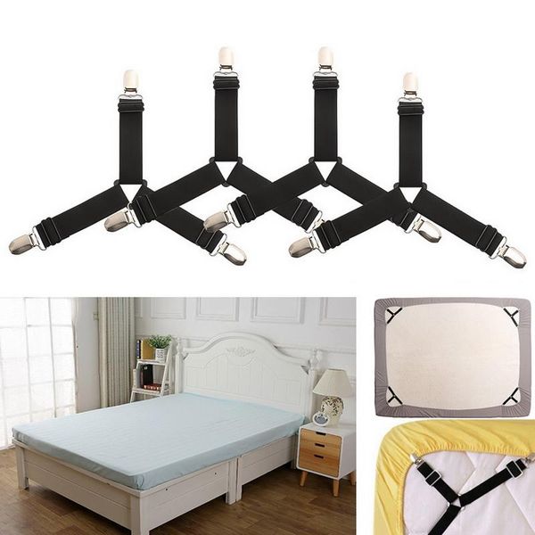 

clothing & wardrobe storage 4pcs/set bed sheet clip belt fastener mattress elastic non-slip nylon clips tidy blanket gripper white and black